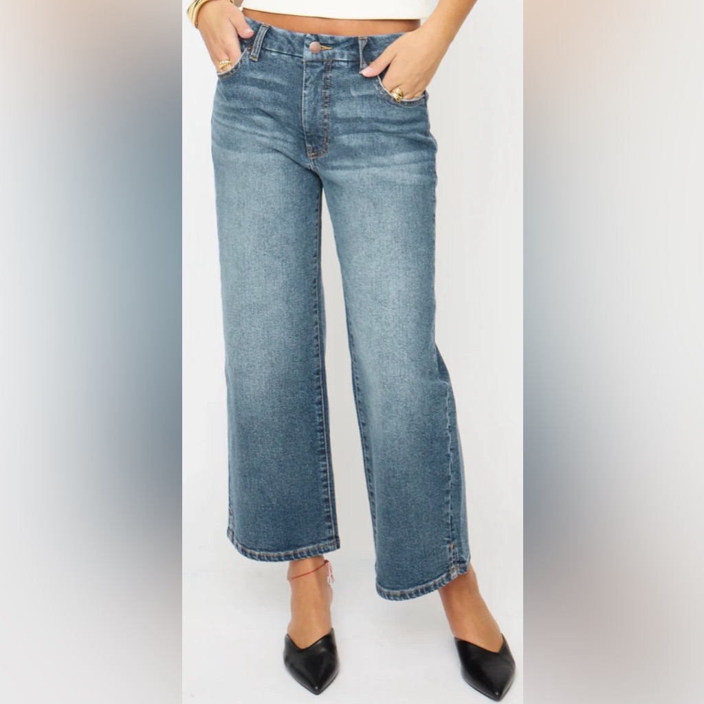 Nwt Oliver Logan Addington Wide Leg Ankle Crop Jeans In Vintage Worn Size 35 — image 6 of 8